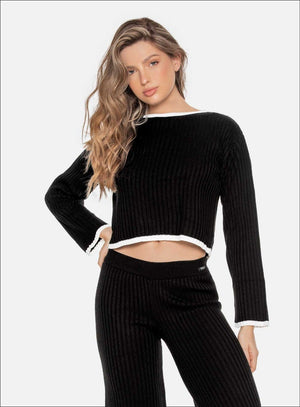 Blusa casual color negro para mujer, marca BABALÚ, referencia 110513, vista frontal. Compra al por mayor en babalu.com.co en COP.