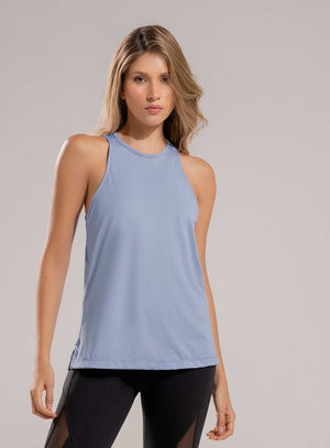 Blusa deportiva color azul para mujer, marca BABALÚ, referencia 112553, vista frontal. Compra al por mayor en babalu.com.co en COP.