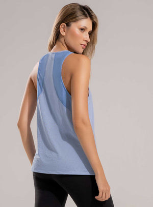 Blusa deportiva color azul para mujer, marca BABALÚ, referencia 112553, vista trasera. Compra al por mayor en babalu.com.co en COP.