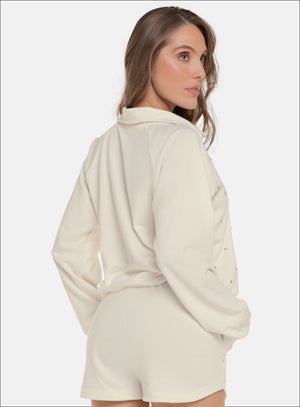 Buzo casual color marfil para mujer, marca BABALÚ, referencia 110953, vista trasera. Compra al por mayor en babalu.com.co en COP.