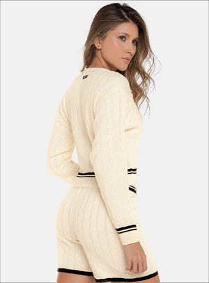 Buzo casual color marfil para mujer, marca BABALÚ, referencia 112773, vista trasera. Compra al por mayor en babalu.com.co en COP.