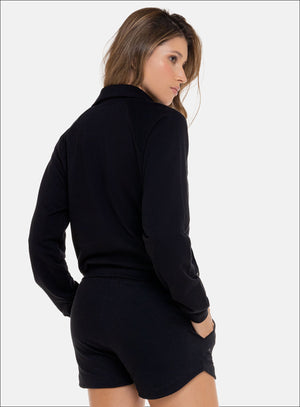 Buzo casual color negro para mujer, marca BABALÚ, referencia 110953, vista trasera. Compra al por mayor en babalu.com.co en COP.
