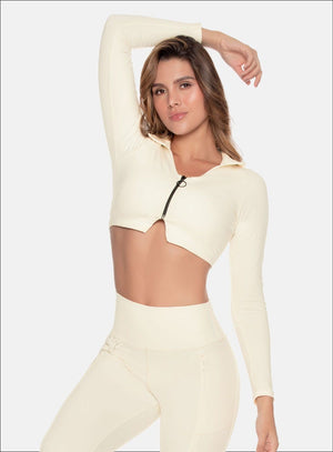 Buzo deportivo color marfil para mujer, marca BABALÚ, referencia 109263, vista frontal. Compra al por mayor en babalu.com.co en COP.