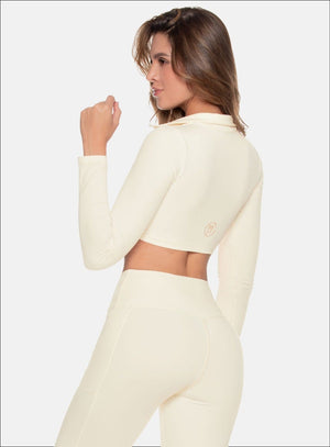 Buzo deportivo color marfil para mujer, marca BABALÚ, referencia 109263, vista lateral. Compra al por mayor en babalu.com.co en COP.