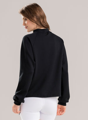 Buzo deportivo Canguro oversize color negro para mujer, marca BABALÚ, referencia 113943, vista trasera. Compra al por mayor en babalu.com.co en COP.