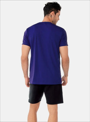 Camiseta deportiva color azul para hombre, marca INIZIO, referencia 86376, vista trasera. Compra al por mayor en babalu.com.co en COP.