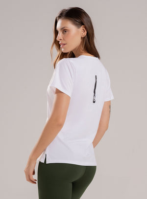 Camiseta deportiva color blanco para mujer, marca BABALÚ, referencia 112563, vista trasera. Compra al por mayor en babalu.com.co en COP.