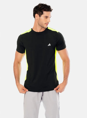Camiseta deportiva color negro para hombre, marca INIZIO, referencia 86066, vista frontal. Compra al por mayor en babalu.com.co en COP.