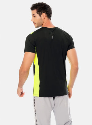 Camiseta deportiva color negro para hombre, marca INIZIO, referencia 86066, vista trasera. Compra al por mayor en babalu.com.co en COP.