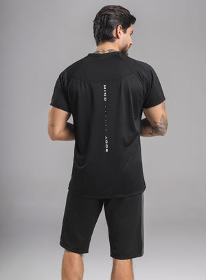 Camiseta deportiva color negro para hombre, marca INIZIO, referencia 86556, vista trasera. Compra al por mayor en babalu.com.co en COP.