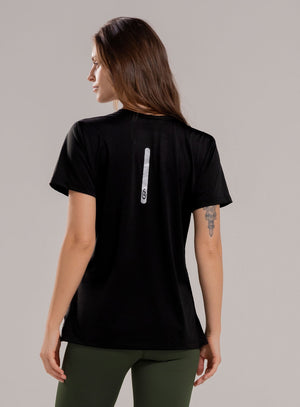 Camiseta deportiva color negro para mujer, marca BABALÚ, referencia 112563, vista trasera. Compra al por mayor en babalu.com.co en COP.