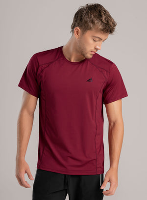 Camiseta deportiva color vino tinto para hombre, marca INIZIO, referencia 86766, vista frontal. Compra al por mayor en babalu.com.co en COP.