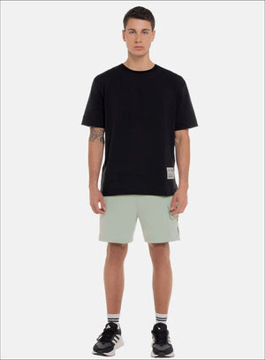 Camiseta oversize color negro para hombre, marca BBL MEN, referencia 129, vista frontal. Compra al por mayor en babalu.com.co en COP.