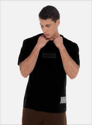 Camiseta oversize color negro para hombre, marca BBL MEN, referencia 19, vista frontal. Compra al por mayor en babalu.com.co en COP.