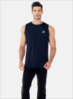 Camisilla deportiva color azul para hombre, marca INIZIO, referencia 86476, vista frontal. Compra al por mayor en babalu.com.co en COP.