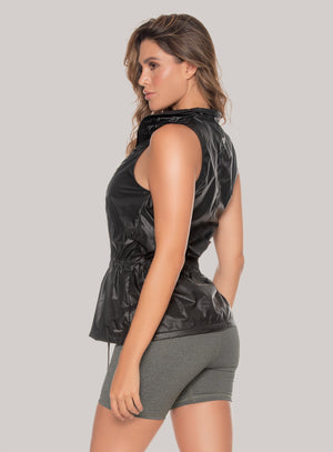 Chaleco deportivo color negro para mujer, marca BABALÚ, referencia 110223, vista lateral. Compra al por mayor en babalu.com.co en COP.