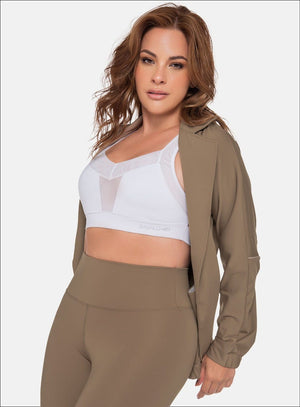 Chaqueta casual color arequipe para mujer, marca BABALÚ, referencia 111223, vista frontal. Compra al por mayor en babalu.com.co en COP.
