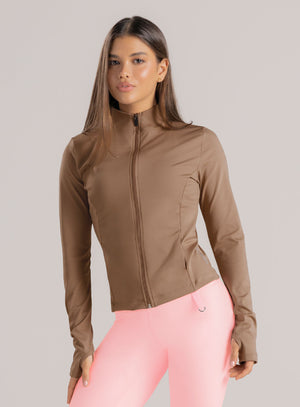 Chaqueta deportiva color arequipe para mujer, marca BABALÚ, referencia 110483, vista frontal. Compra al por mayor en babalu.com.co en COP.