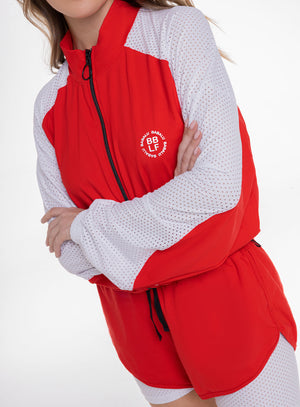 Chaqueta deportiva color rojo para mujer, marca BABALÚ, referencia 109153, vista detalle. Compra al por mayor en babalu.com.co en COP.