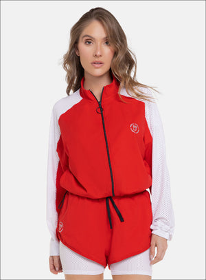 Chaqueta deportiva color rojo para mujer, marca BABALÚ, referencia 109153, vista frontal. Compra al por mayor en babalu.com.co en COP.