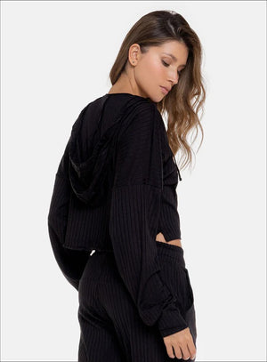 Chompa casual color negro para mujer, marca BABALÚ, referencia 111703, vista lateral. Compra al por mayor en babalu.com.co en COP.