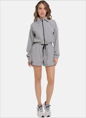 Enterizo casual color gris para mujer, marca BABALÚ, referencia 111983, vista frontal. Compra al por mayor en babalu.com.co en COP.