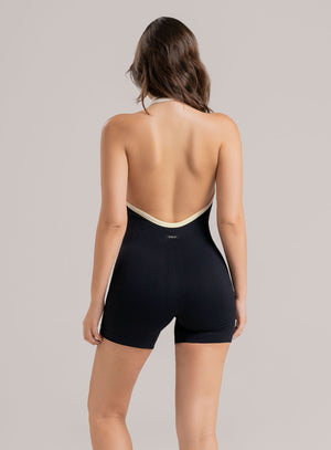 Enterizo deportivo color negro para mujer, marca BABALÚ, referencia 115283, vista trasera. Compra al por mayor en babalu.com.co en COP.