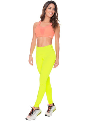 Leggins deportivo color amarillo neon para mujer, marca BABALÚ, referencia 80003, vista frontal. Compra al por mayor en babalu.com.co en COP.