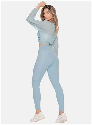 Leggins deportivo color azul para mujer, marca BABALÚ, referencia 110393, vista lateral. Compra al por mayor en babalu.com.co en COP.