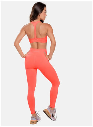 Leggins deportivo color coral para mujer, marca BABALÚ, referencia 37683, vista trasera. Compra al por mayor en babalu.com.co en COP.