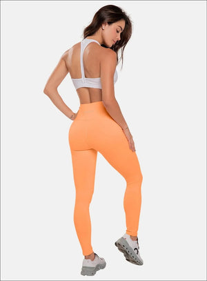 Leggins deportivo color mandarina para mujer, marca BABALÚ, referencia 37683, vista trasera. Compra al por mayor en babalu.com.co en COP.