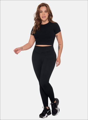 Leggins deportivo color negro, marca BABALÚ, referencia 111833, vista frontal. Compra al por mayor en babalu.com.co en COP.