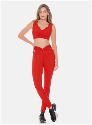 Leggins deportivo color rojo para mujer, marca BABALÚ, referencia 108613, vista frontal. Compra al por mayor en babalu.com.co en COP.