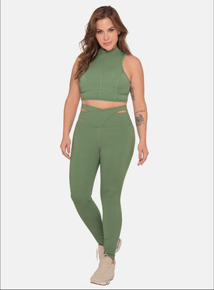 Leggins deportivo color verde para mujer, marca BABALÚ, referencia 110103, vista frontal. Compra al por mayor en babalu.com.co en COP.