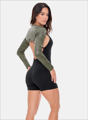 Manguito deportivo color gris para mujer, marca BABALÚ, referencia 103123, vista trasera. Compra al por mayor en babalu.com.co en COP.