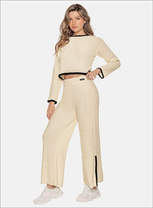 Pantalon casual color marfil para mujer, marca BABALÚ, referencia 110523, vista frontal. Compra al por mayor en babalu.com.co en COP.