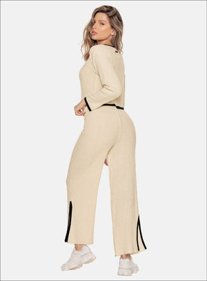 Pantalon casual color marfil para mujer, marca BABALÚ, referencia 110523, vista lateral. Compra al por mayor en babalu.com.co en COP.