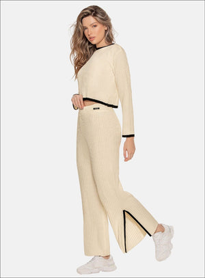 Pantalon casual color marfil para mujer, marca BABALÚ, referencia 110523, vista lateral. Compra al por mayor en babalu.com.co en COP.