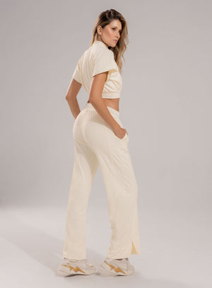 Pantalon deportivo color marfil para mujer, marca BABALÚ, referencia 112273, vista trasera. Compra al por mayor en babalu.com.co en COP.