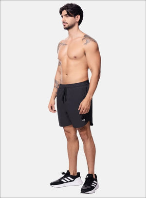 Pantaloneta deportiva color gris para hombre, marca INIZIO, referencia 86726, vista lateral. Compra al por mayor en babalu.com.co en COP.