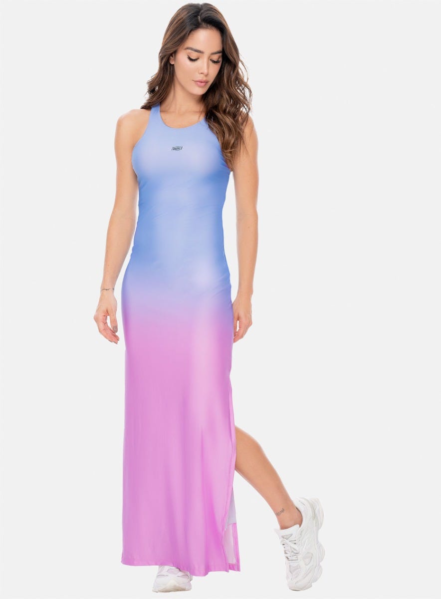VESTIDO DEPORTIVO MUJER CON DISEÑO SUBLIMADO EN DEGRADE TALLA S - M