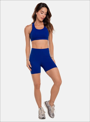 Short deportivo color azul para mujer, marca BABALÚ, referencia 91513, vista frontal. Compra al por mayor en babalu.com.co en COP.