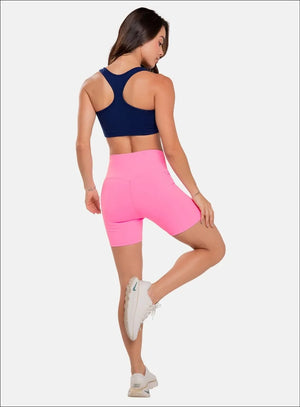 Short deportivo color azul para mujer, marca BABALÚ, referencia 91513, vista trasera. Compra al por mayor en babalu.com.co en COP.