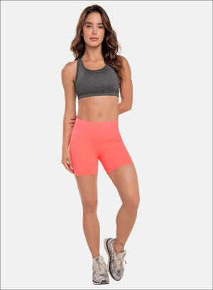 Short deportivo color coral para mujer, marca BABALÚ, referencia 91513, vista frontal. Compra al por mayor en babalu.com.co en COP.