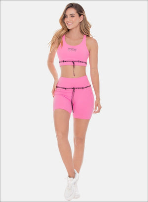 Short deportivo color rosado para mujer, marca BABALÚ, referencia 108963, vista frontal. Compra al por mayor en babalu.com.co en COP.