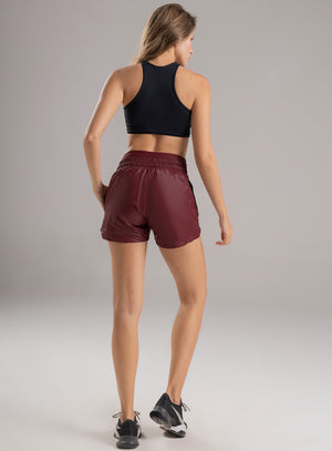 Short deportivo color vino tinto para mujer, marca BABALÚ, referencia 109743, vista trasera. Compra al por mayor en babalu.com.co en COP.