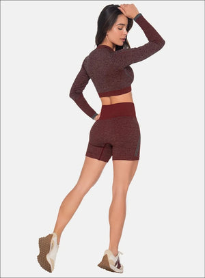Short deportivo color vino tinto para mujer, marca BABALÚ, referencia 111933, vista trasera. Compra al por mayor en babalu.com.co en COP.