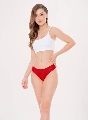 Tanga brasilera color rojo para mujer, marca BABALÚ, referencia 23581, vista frontal. Compra al por mayor en babalu.com.co en COP.