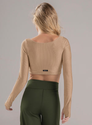 Top deportivo color arequipe para mujer, marca BABALÚ, referencia 109413, vista trasera. Compra al por mayor en babalu.com.co en COP.