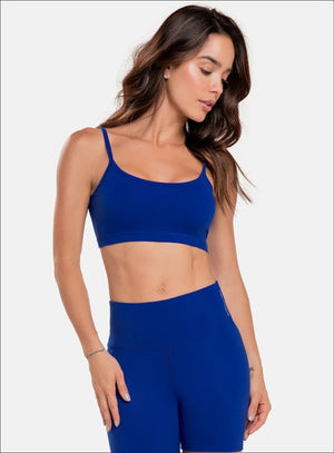 Top deportivo color azul para mujer, marca BABALÚ, referencia 15943, vista frontal. Compra al por mayor en babalu.com.co en COP.